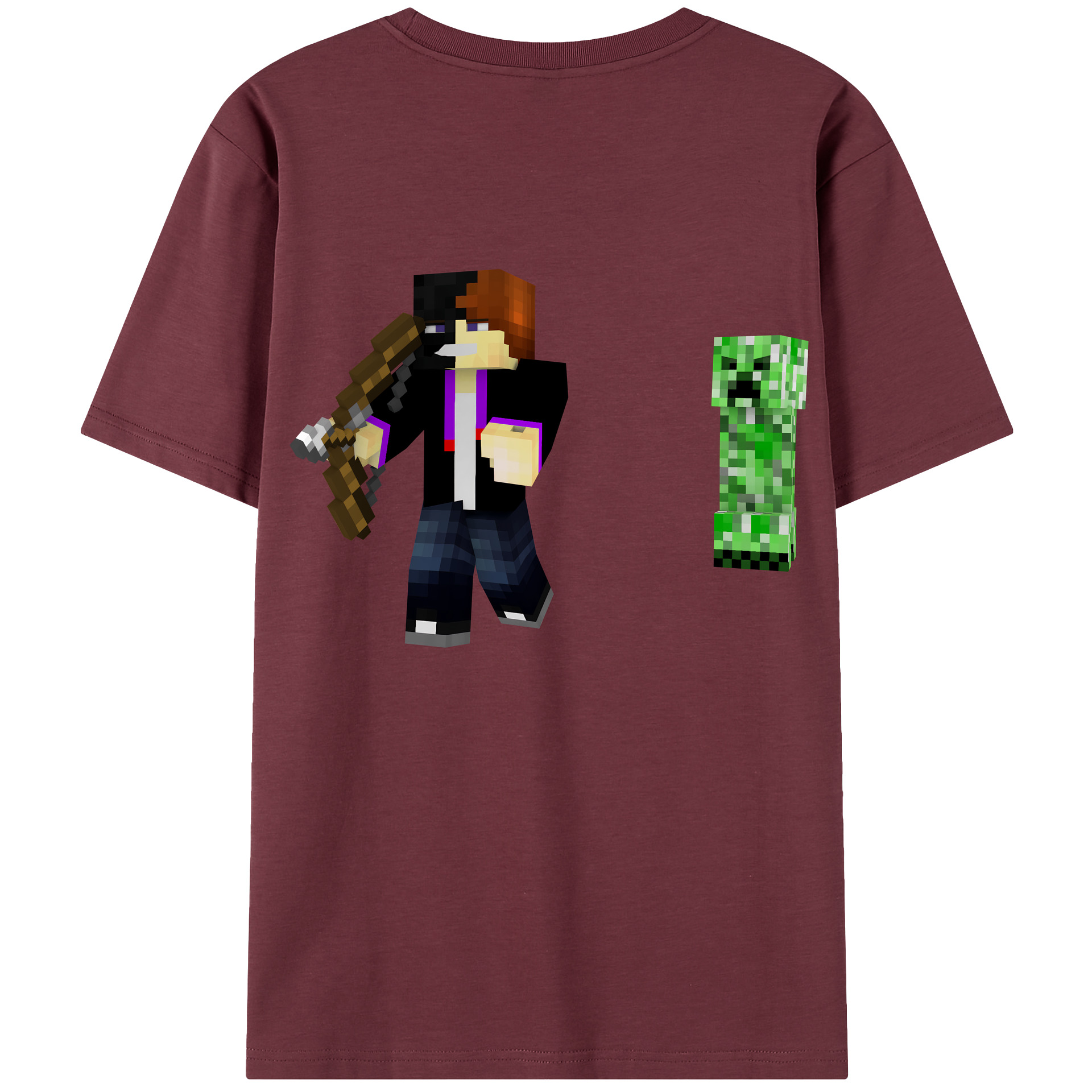 （画像用） マインクラフト ブロックの世界 Minecraft MC Block world 綿100％半袖Tシャツ（背面プリント）